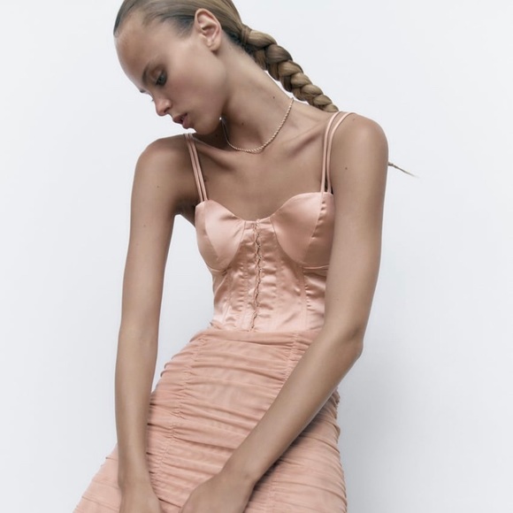 RUCHED TULLE CORSET DRESS - Picture 3 of 11